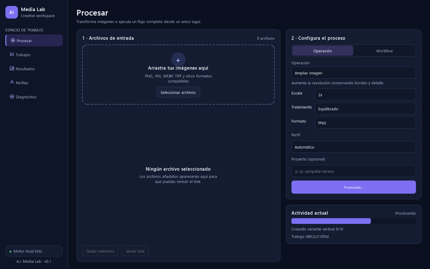 Screenshot de AI Media Lab